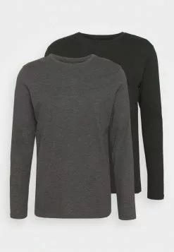 Pier One 2 PACK - Langarmshirt - Dark Grey/black -Pier One Geschäft 007c88127656457c8f19869283e98031