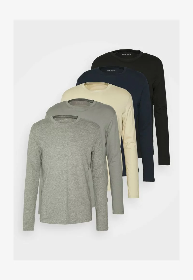 Pier One 5 PACK - Langarmshirt - Black/dark Blue/stone 6 Pier One 5 PACK - Langarmshirt - Black/dark Blue/stone – Bild 6