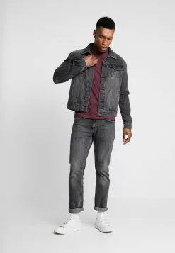 Pier One T-Shirt Basic - Mottled Bordeaux/white