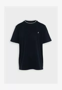 Pier One PIQUE EMBRO DETAIL - T-Shirt Basic - Dark Blue