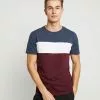 Pier One T-Shirt Print - Bordeaux / Dark Blue