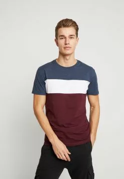 Pier One T-Shirt Print - Bordeaux / Dark Blue