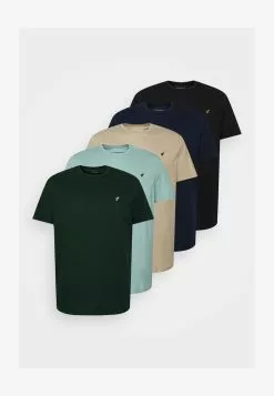 Pier One 5 PACK - T-Shirt Basic - Dark Green/beige/light Blue -Pier One Geschäft 7af36362bd71478faf64c035d446b9b1