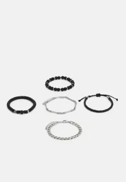 Pier One 5 PACK - Armband - Silver-coloured, Black -Pier One Geschäft de06228a4ecd40d48ae078a71578fdd3 2