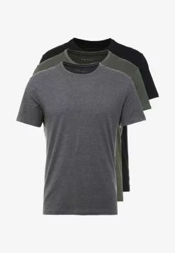 Pier One 3 PACK - T-Shirt Basic - Black/grey/green -Pier One Geschäft df840033a7f04afda15f16c48ba7762b