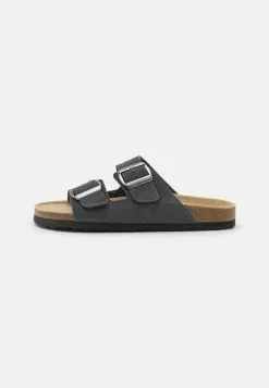 Pier One LEATHER UNISEX - Hausschuh - Dark Grey